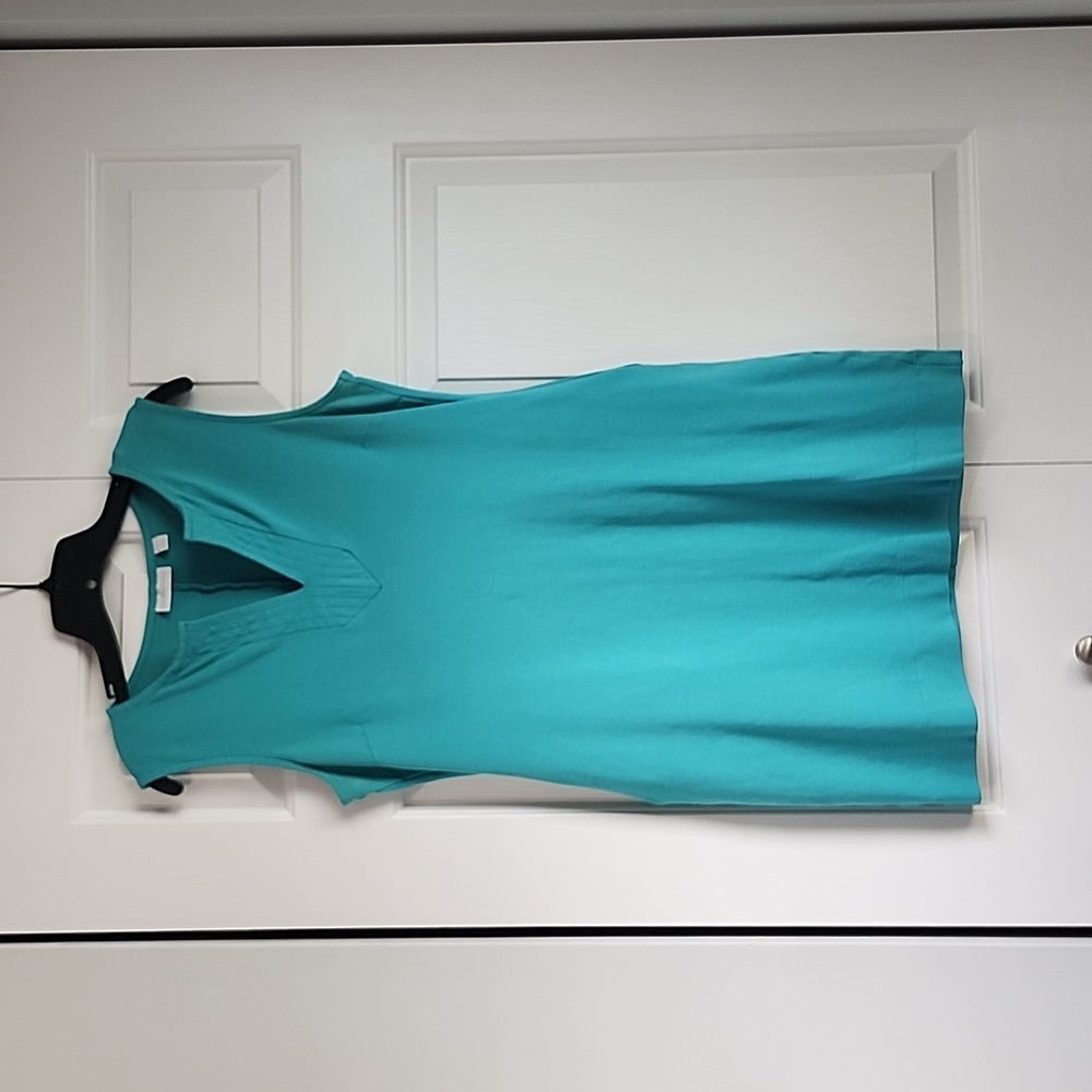 Blue casual wear to work dress with pockets